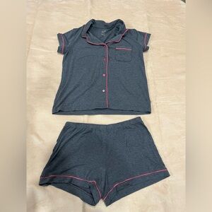 Gray Pajama Set with Pink Trim